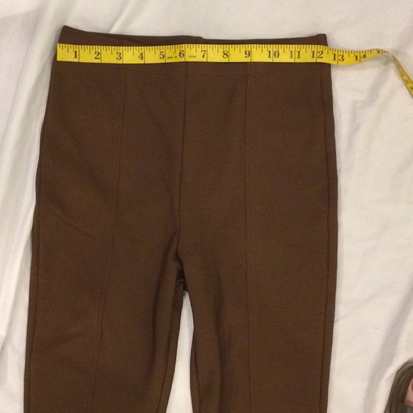 Brown Ribbed Split Hem Stretchy Legging Pants Size Small - Picture 2 of 8
